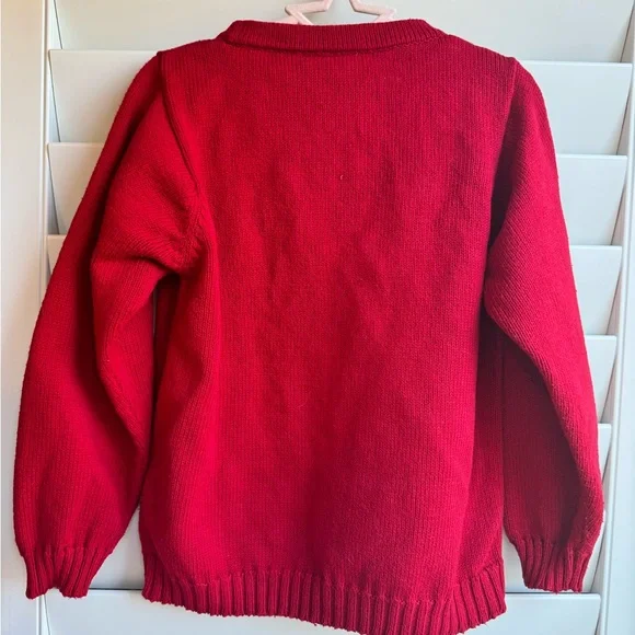EUC size 8 Little English red bow intarsia sweater